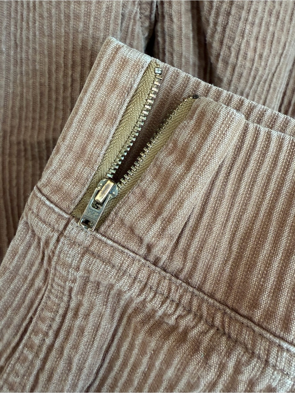 Vintage 80s Together High Waist Pleated Cuffed Brown Striped Cotton Trousers 4 - Picture 9 of 14